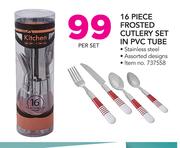 16 Piece Frosted Cutlery Set In PVC Tube-Per Set
