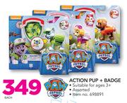 Paw Patrol Action Pup + Badge-Each