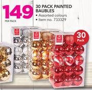 30 Pack Painted Baubles Assorted Colours-Per Pack