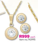 JCSA 9ct Gold Pendant And Earring Gift Sets-Each