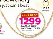 JCSA 9ct Gold Chain And Bracelet Set