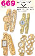 Monaco Ladies Watch And Bracelet Gift Sets-Per Set