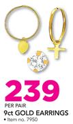 JCSA 9ct Gold Earrings-Per Pair