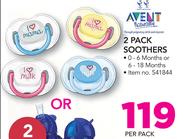 Avent 2 Pack Soothers-Per Pack