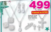 Sterling Silver Gift Sets With Cubic Zirconia-Per Set