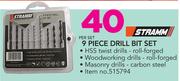 Stramm 9 Piece Drill Bit Set-Per Set