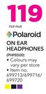 Polaroid On Ear Headphones PHP8500-Per Pair