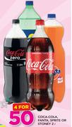 Coca-Cola, Fanta, Sprite Or Stoney-4 x 2Ltr