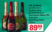 J.C.Le Roux La Chanson,La Fleurette,Le Domaine Or Sauvignon Blanc NV Premium Sparkling Wine-750ml Ea
