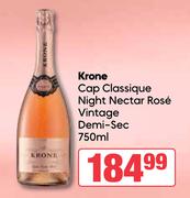 Krone Cap Classique Night Nectar Rose Vintage Demi Sec-750ml