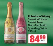 Robertson Winery Sweet White Or Sweet Rose Non Alcoholic Sparkling Wine-750ml Each