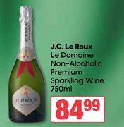 J.C.Le Roux La Domaine Non Alcoholic Premium Sparkling Wine-750ml
