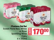 Chateau Del Rei Sweet Perle Red, White Or Rose Sparkling Wine Cans-For 2 x 6 x 250ml