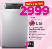 LG 8.5Kg Top Load Washing Machine Metallic T8574TDDVH