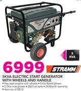 Stramm 5KVA Electric Start Generator With Wheels And Handle