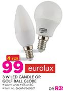 Eurolux 3W LED Candle Or Golf Ball Globe-Each