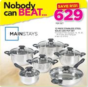 Mainstays 12 Piece Stainless Steel Solid Lids Pot Set-Per Set