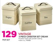 Vintage 3 Piece Canister Set Cream-Per Set