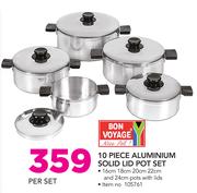Bon Voyage 10 Piece Aluminium Solid Lid Pot Set-Per Set