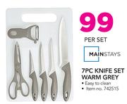 Mainstays 7 Piece Knife Set Warm Gery-Per Set