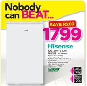Hisense 120Ltr White Bar Fridge H120RWH