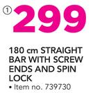 Everlast 180cm Straight Bar With Screw Ends And Spin Lock