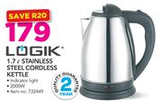 Logik 1.7Ltr Stainless Steel Cordless Kettle