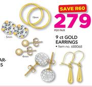 9ct Gold Earrings-Per Pair