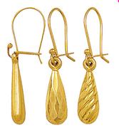 9ct Gold And Silver Tear-Drop Earrings-2 Pairs