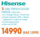 Hisense 536Ltr French Door Fridge 720FS-WD