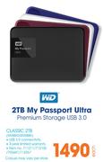 WD 2TB My Passport Ultra Premium Storage USB 3.0 Classic WDBBKD0020BBK-Each