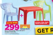 Gold Sun Large Sunny Table And 2 Kiddies Chairs Free