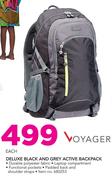 Voyager Deluxe Black And Grey Active Backpack