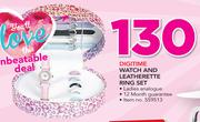 Digitime Watch And Leatherette Ring Set-Per Set