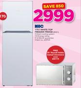 KIC 170Ltr Top Freezer Fridge 518/1+ Free 20Ltr Russell Hobbs Manual Microwave Oven