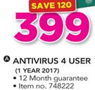 Kaspersky Antivirus 4 User 1 Year 2017