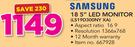 Samsung 18.5" LED Monitor LS19D300NY XA
