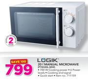Logik 20Ltr Manual Microwave P70H20L-SEW
