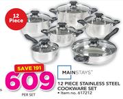 Mainstays 12 Piece Stainless Steel Cookware Set-Per Set