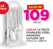 Linear 16 Piece Stainless Steel Hanging Cutlery Set-Per Set