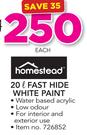 Homestead 20Ltr Fast Hide White Paint