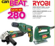 Ryobi 500W Impact Drill HID-500 / 650W Angle Grinder HG-650 Or 400W Jigsaw HJ-400-Each