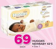 Huggies Newbaby 42's Size 1-Each