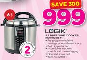 Logik 6Ltr Pressure Cooker RSH-012476-11