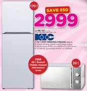 KIC 170Ltr Top Freezer Fridge 518/1+ Free 20Ltr Russell Hobbs Manual Microwave Oven