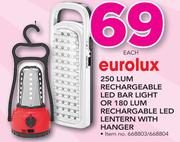 Eurolux 250LUM Rechargeable LED Bar Light Or 180LUM Rechargeable LED Lentern With Hanger-Each
