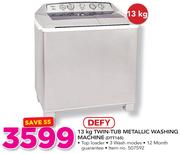 Defy 13Kg Twin-Tub Metallic Washing Machine DTT165