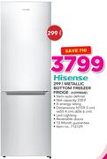 Hisense 299Ltr Metallic Bottom Freezer Fridge H299BME