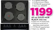 Defy 60Cm Solid Hob Black DBO458