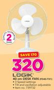 Logik 40Cm Desk Fan FD40-TX1